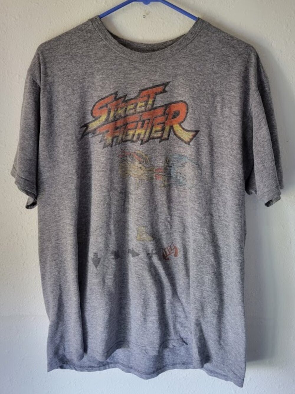 Street Fighter Graphic T-Shirt Men's XL XXL Gray Video Game Tee